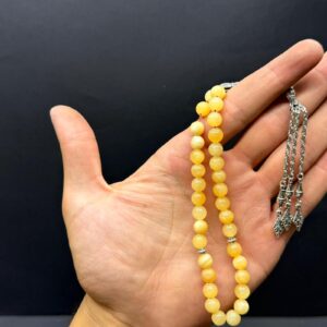 Özel Ahşap Kutulu 33’lü Kalsit Taşı Tesbih – Küre Kesim