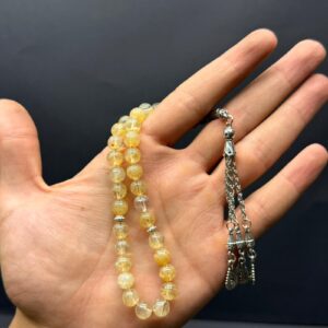 Özel Ahşap Kutulu 33’lü Sitrin Taşı Tesbih – Küre Kesim