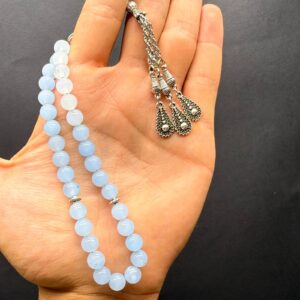 Özel Ahşap Kutulu 33’lü Akuamarin Taşı Tesbih – Küre Kesim